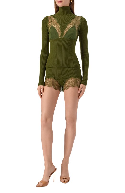 Шерстяные шорты Blumarine 2P207A Хаки  2P207A Фото 2