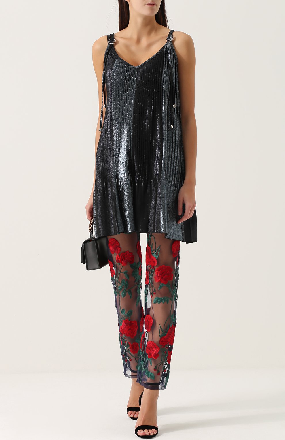 Прозрачные брюки с цветочной вышивкой ADAM SELMAN, арт. 15221R0, фото 2