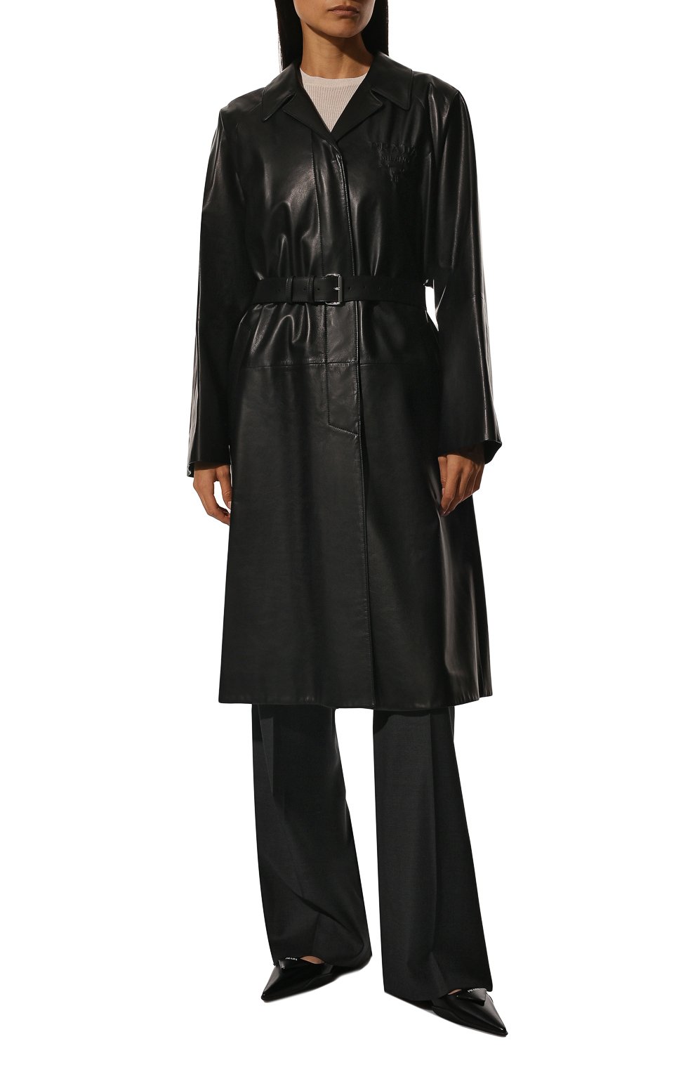 Кожаное пальто PRADA черного цвета по цене 700000 руб., арт. 56A028-08P-F0002, фото 3 Кожаное пальто PRADA, арт. 56A028-08P-F0002, фото 3