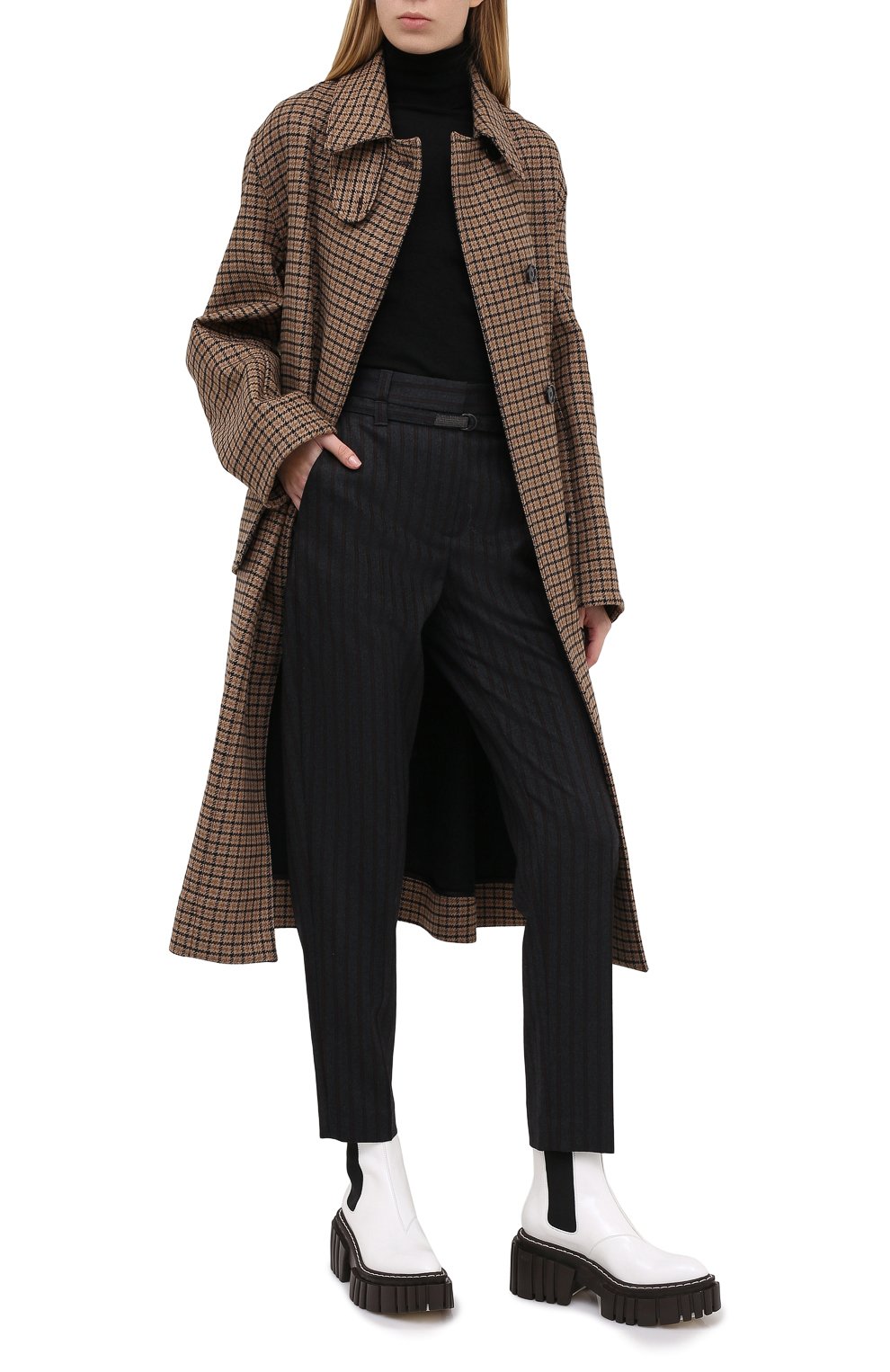 Шерстяные брюки BRUNELLO CUCINELLI коричневого цвета по цене 154000 руб., арт. MB580P7497, фото 2 Шерстяные брюки BRUNELLO CUCINELLI, арт. MB580P7497, фото 2