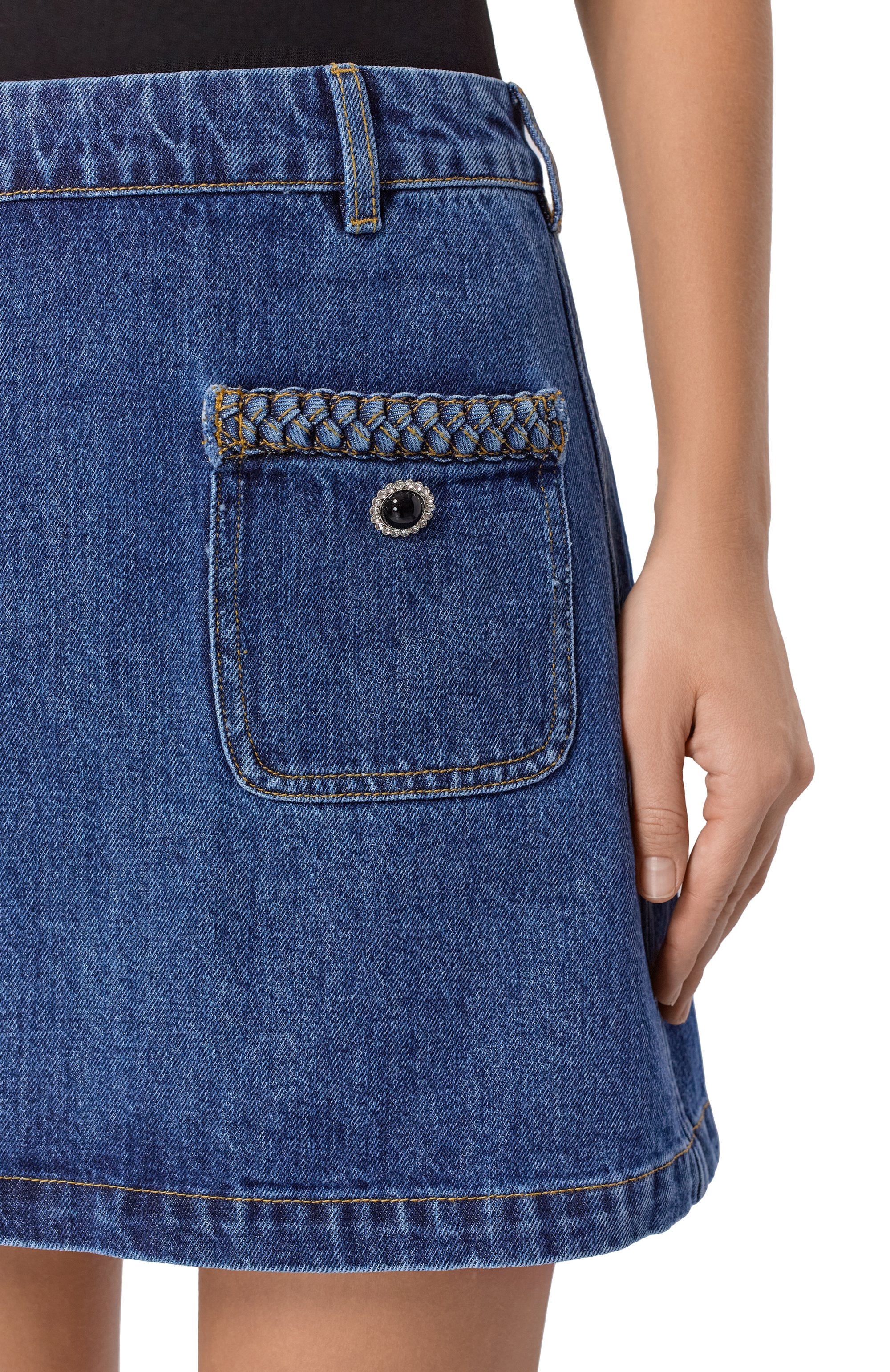 Джинсовая юбка SELF-PORTRAIT, арт. AW25-814SK-BL, фото 5