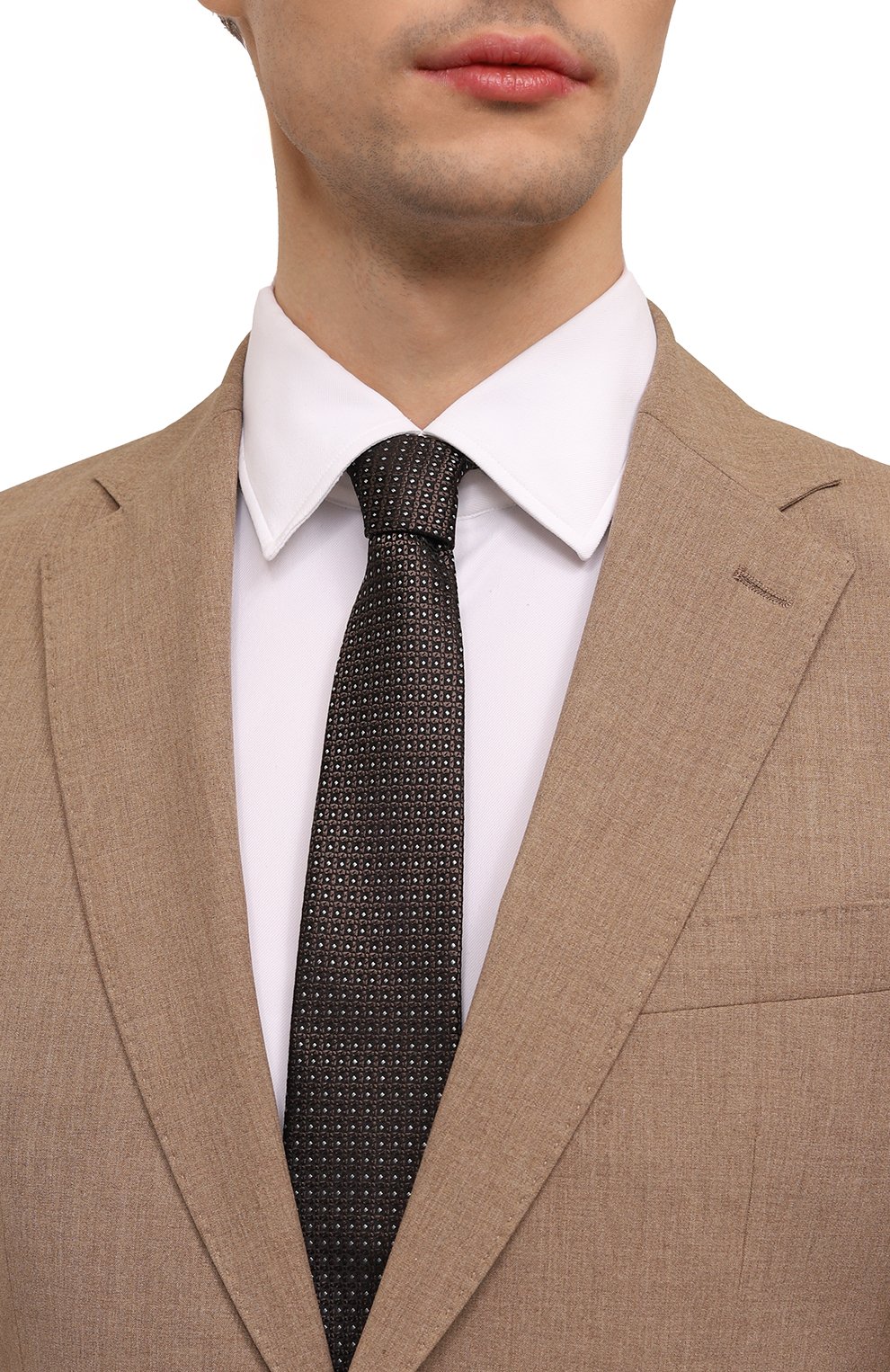 Шелковый галстук CANALI коричневого цвета по цене 16250 руб., арт. 18/HJ04131, фото 2 Шелковый галстук CANALI, арт. 18/HJ04131, фото 2