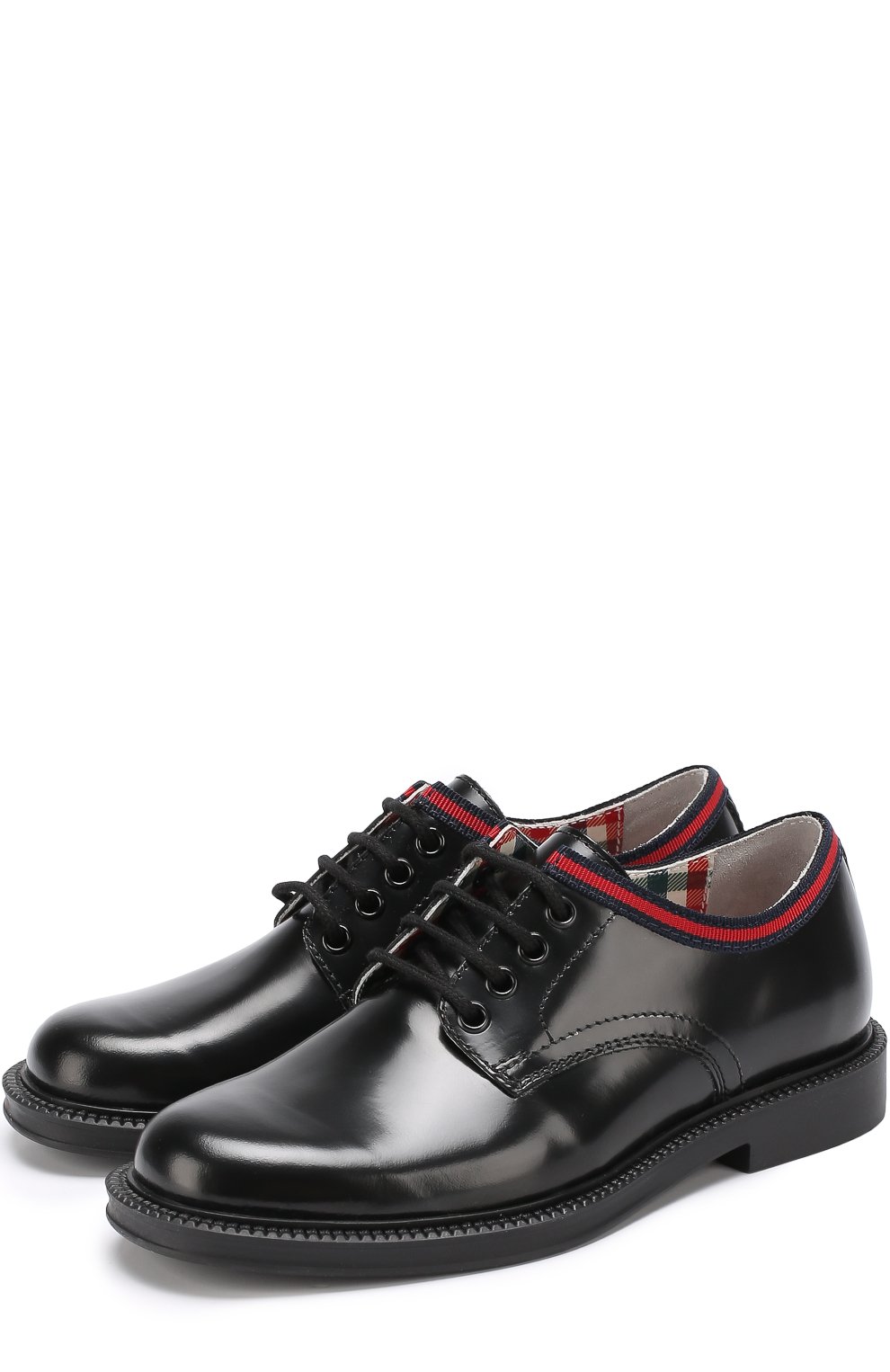 Кожаные дерби с текстильной отделкой GUCCI, арт. 477514/D7310, фото 1