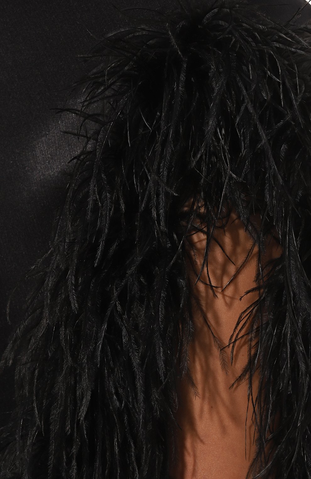 Атласное платье с отделкой перьями SASHA KIM, арт. УТ-00001314, фото 5