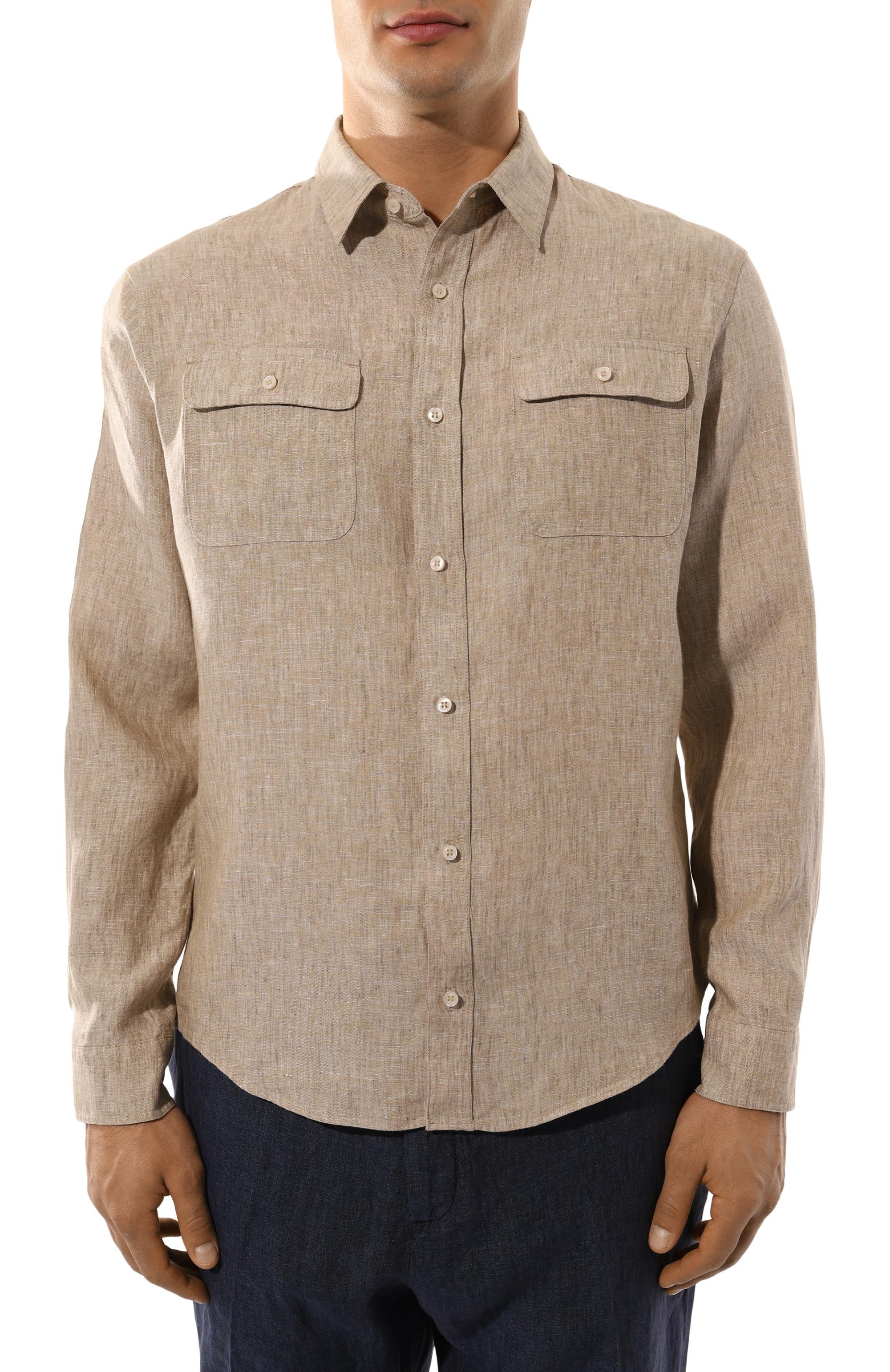 Льняная рубашка PAUL&SHARK бежевого цвета по цене 38600 руб., арт. 25413252/S, фото 3 Льняная рубашка PAUL&SHARK, арт. 25413252/S, фото 3
