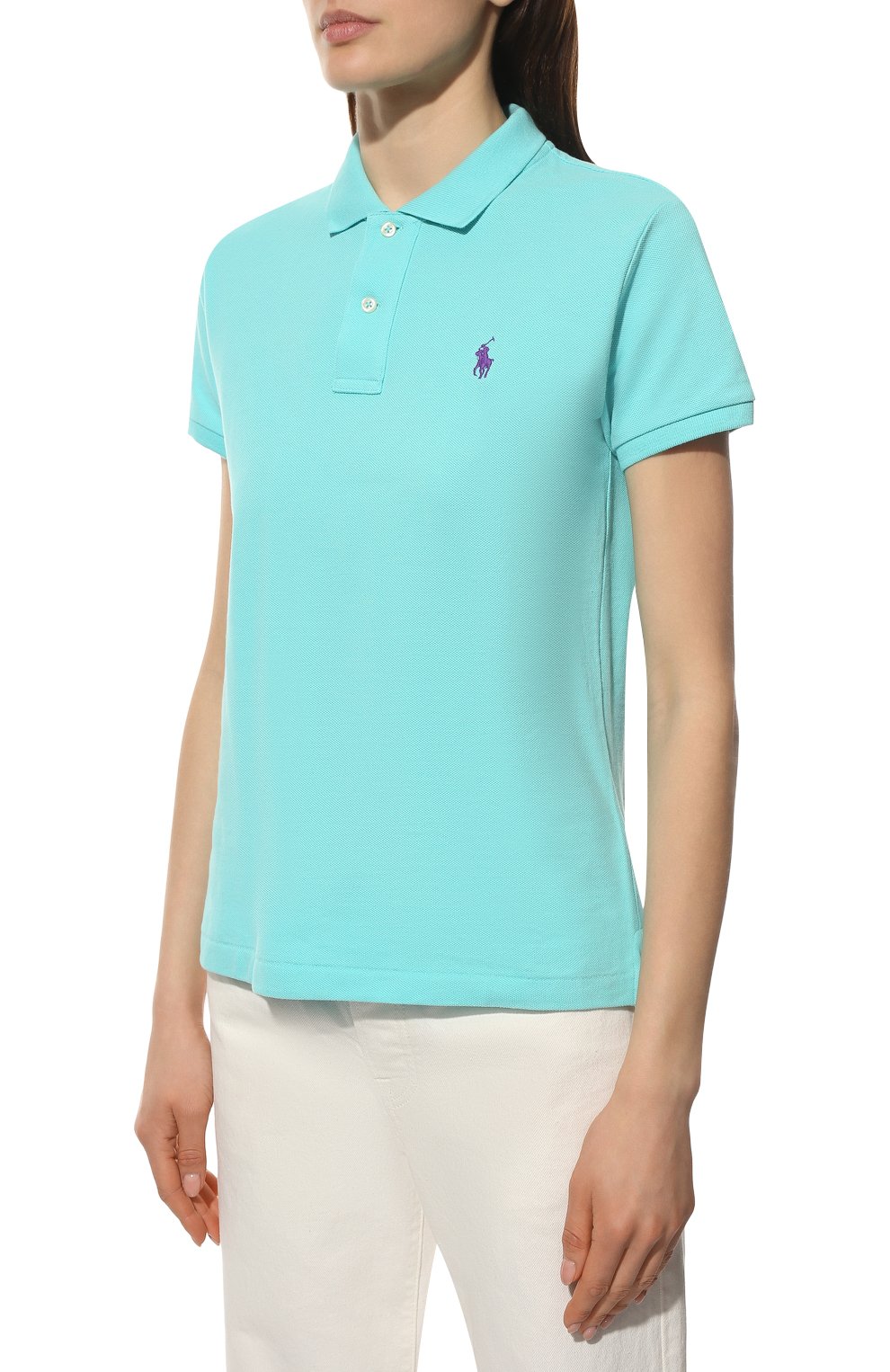 Хлопковое поло POLO RALPH LAUREN бирюзового цвета по цене 15700 руб., арт. 211506471, фото 3 Хлопковое поло POLO RALPH LAUREN, арт. 211506471, фото 3