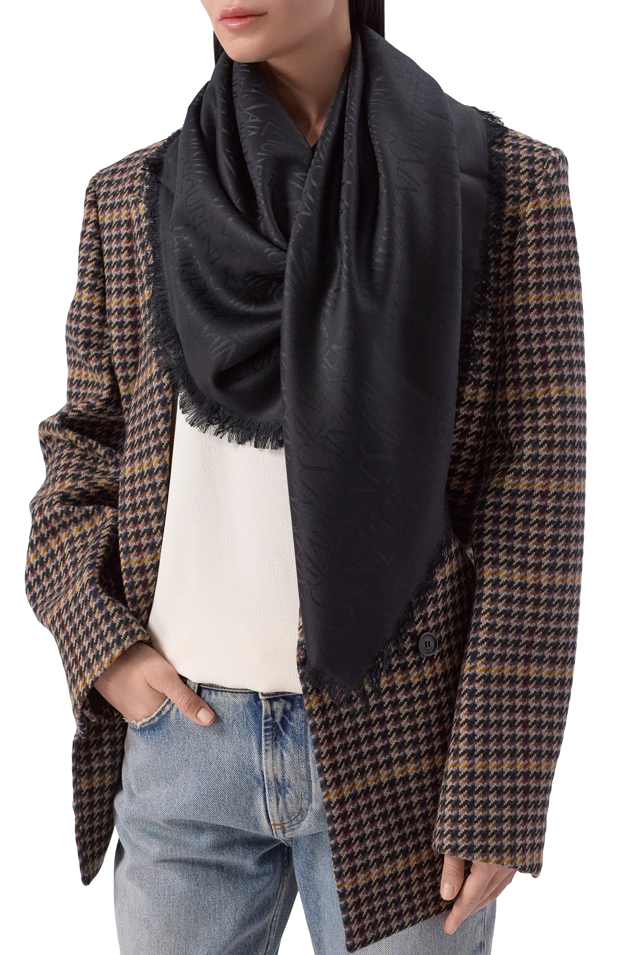 Шаль из шелка и шерсти SAINT LAURENT, арт. 737930/3YN21, фото 2