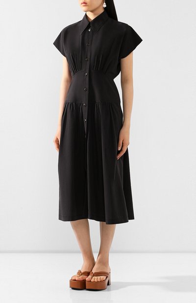 Хлопковое платье LOW CLASSIC черного цвета по цене 33400 руб., арт. L0W20SS_DR05BK, фото 3 Хлопковое платье LOW CLASSIC, арт. L0W20SS_DR05BK, фото 3