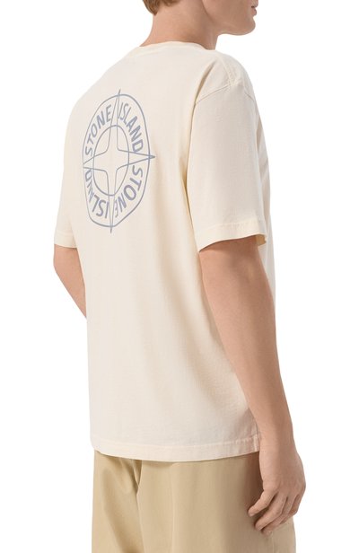 Хлопковая футболка STONE ISLAND кремового цвета по цене 29300 руб., арт. L1S152100001/S0284, фото 4 Хлопковая футболка STONE ISLAND, арт. L1S152100001/S0284, фото 4