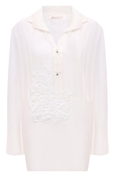 Платье из хлопка и шелка LILA EUGENIE белого цвета по цене 36850 руб., арт. 2412 MINI, фото 1 Платье из хлопка и шелка LILA EUGENIE, арт. 2412 MINI, фото 1