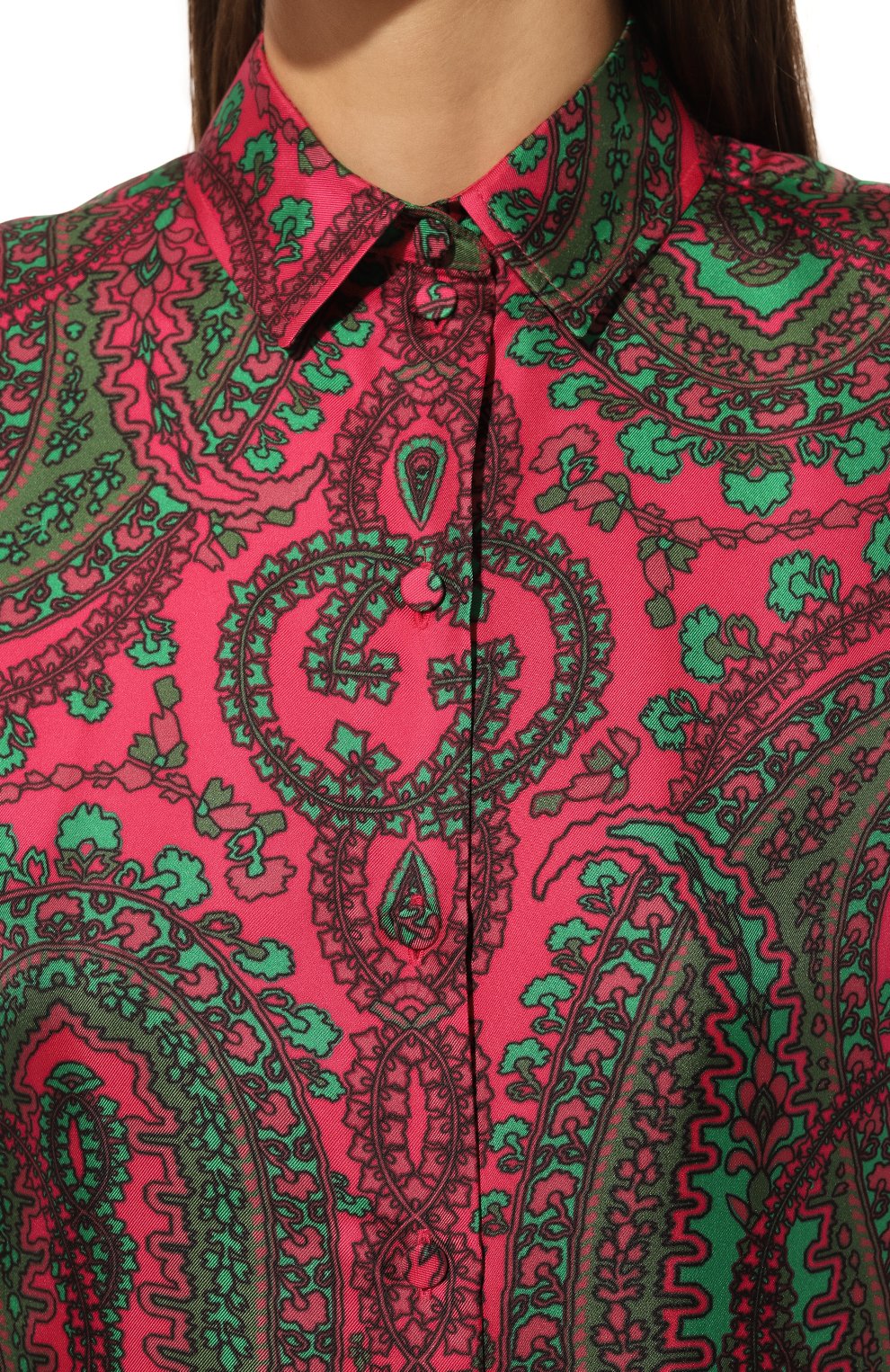 Шелковая рубашка GUCCI разноцветного цвета по цене 158400 руб., арт. 653209 ZAGI7, фото 5 Шелковая рубашка GUCCI, арт. 653209 ZAGI7, фото 5