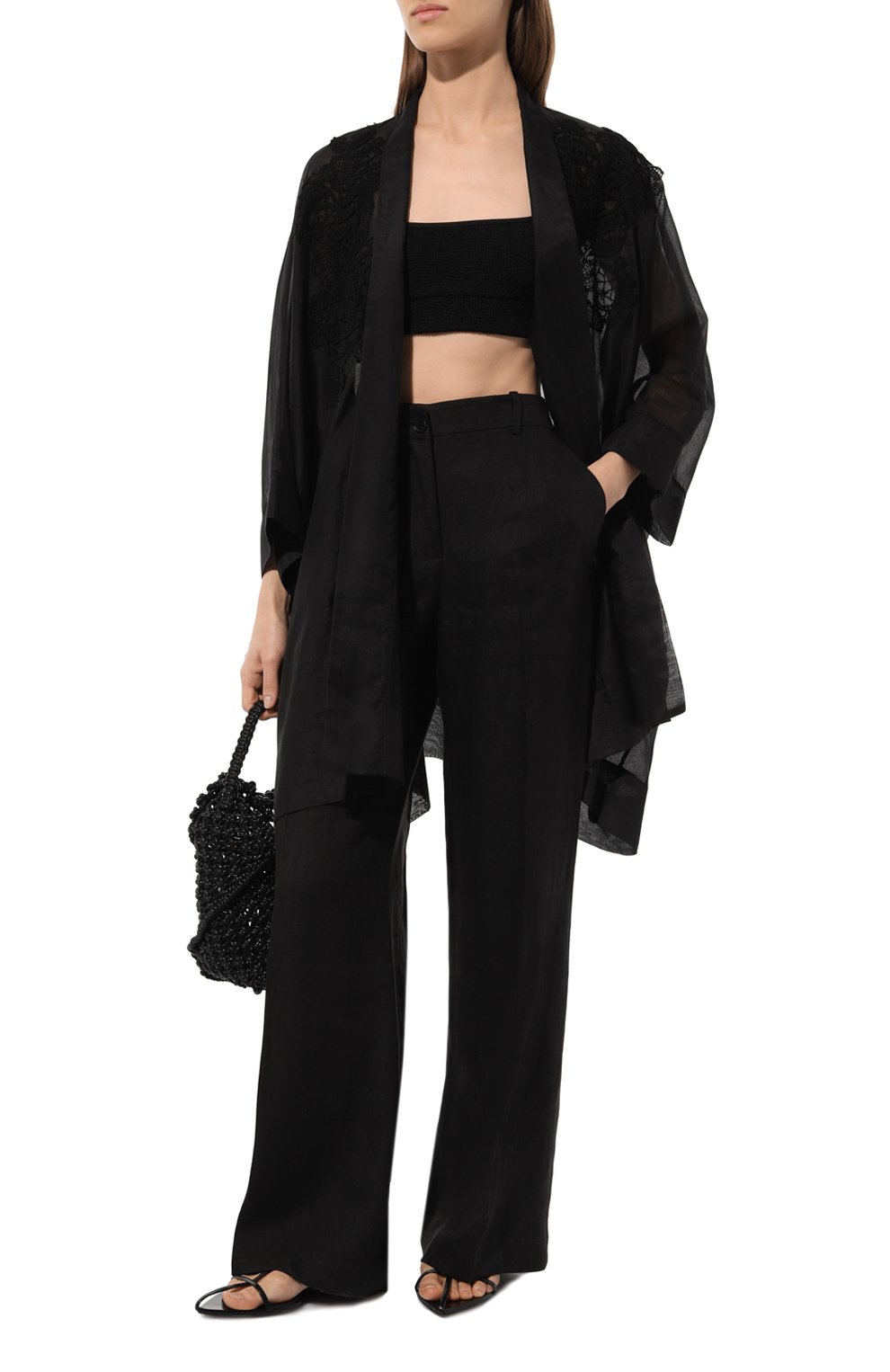 Туника из хлопка и шелка LILA EUGENIE черного цвета по цене 48050 руб., арт. 2402 MINI, фото 2 Туника из хлопка и шелка LILA EUGENIE, арт. 2402 MINI, фото 2