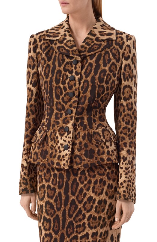 Шерстяной жакет Dolce & Gabbana F26AJT/FS2A3 Леопардовый  F26AJT/FS2A3 Фото 3