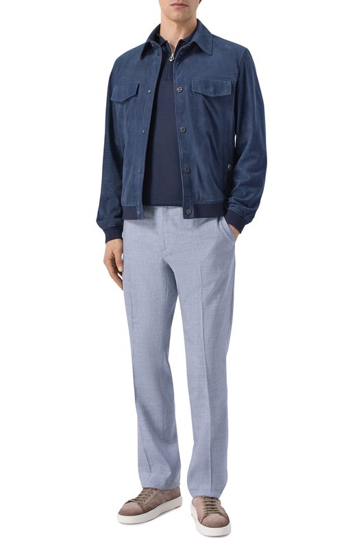 Брюки изо льна и шерсти Stefano Ricci M1T610002H/WL003L Голубой  M1T610002H/WL003L Фото 2