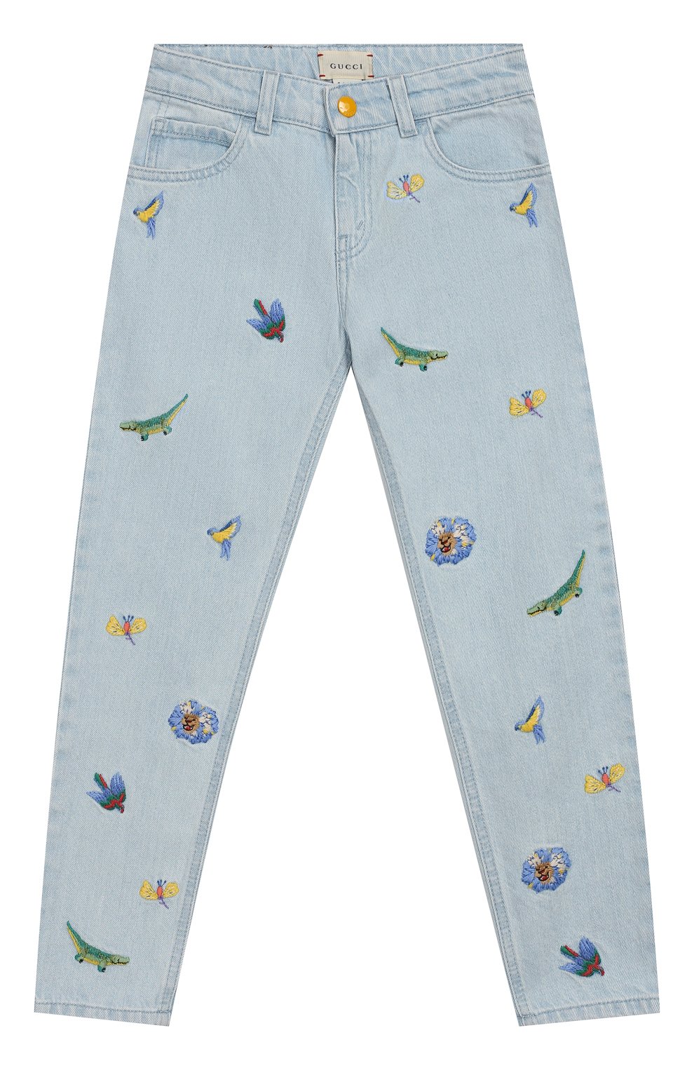 Джинсы с вышивкой GUCCI синего цвета по цене 49750 руб., арт. 551315/XDAGJ, фото 1 Джинсы с вышивкой GUCCI, арт. 551315/XDAGJ, фото 1