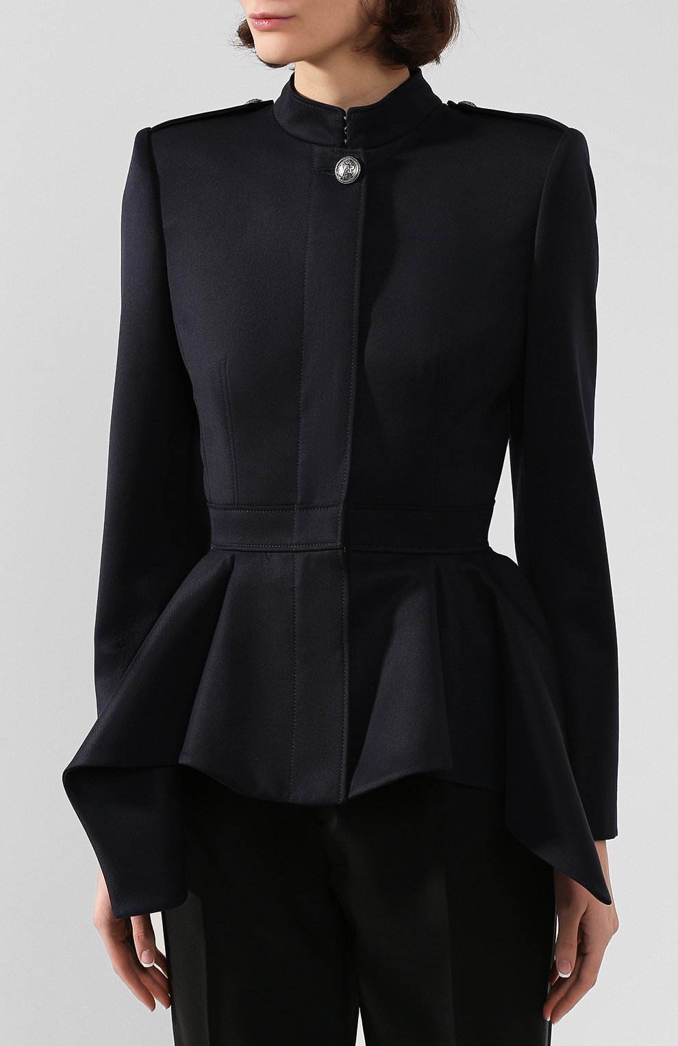 Шерстяной жакет ALEXANDER MCQUEEN синего цвета по цене 252000 руб., арт. 581885/QJAAF, фото 3 Шерстяной жакет ALEXANDER MCQUEEN, арт. 581885/QJAAF, фото 3