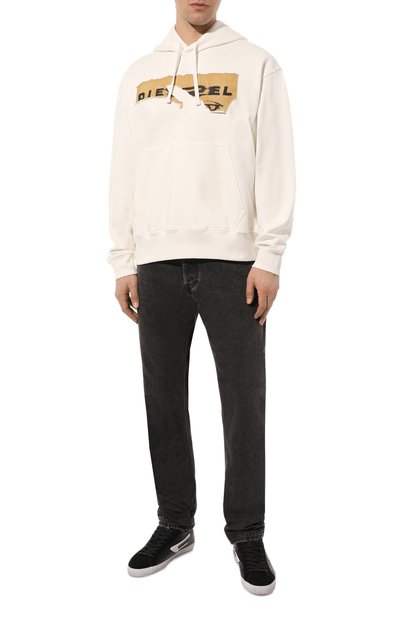 Хлопковое худи DIESEL кремового цвета по цене 48050 руб., арт. A08528/0EJAA, фото 2 Хлопковое худи DIESEL, арт. A08528/0EJAA, фото 2