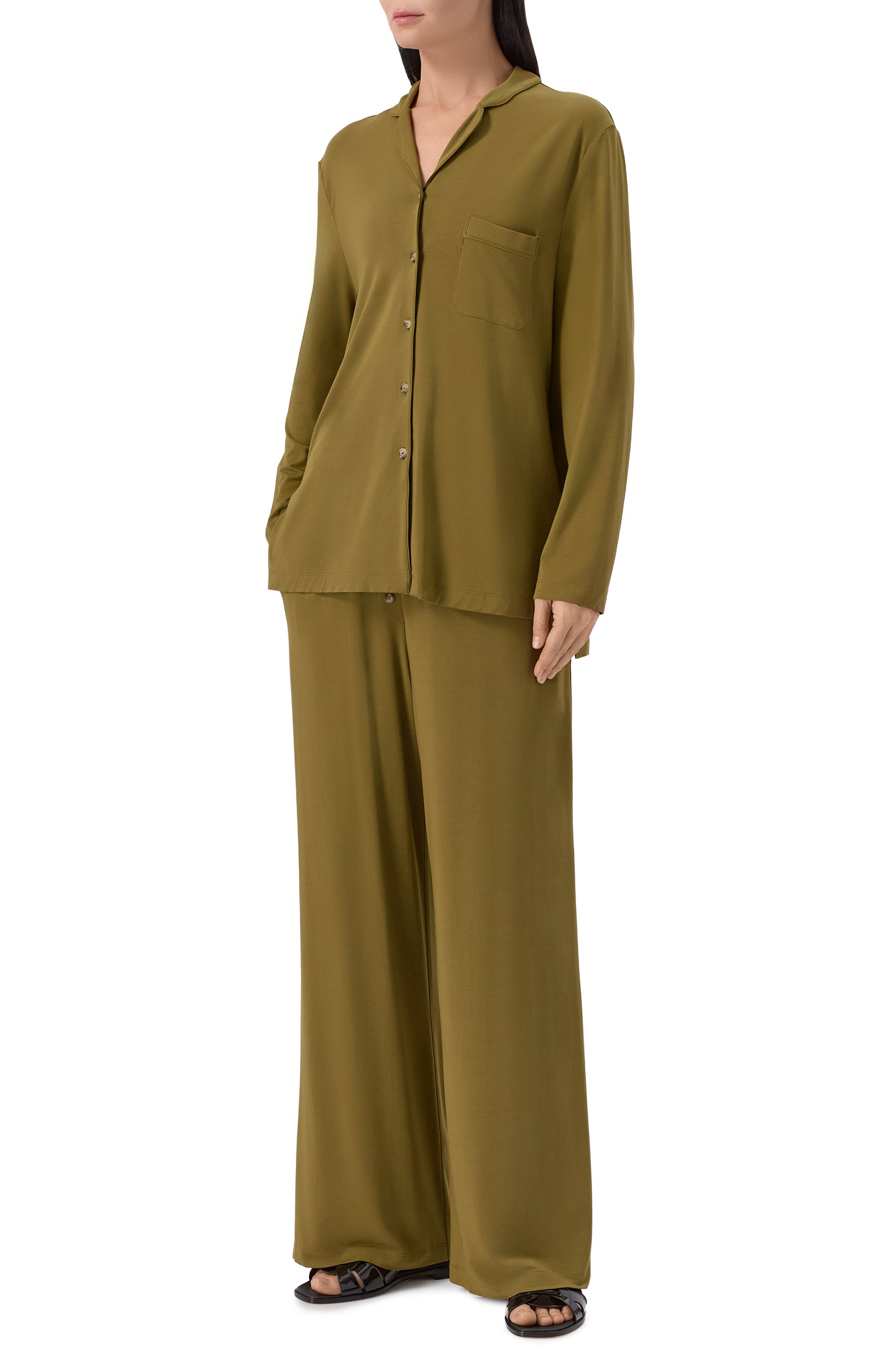 Брюки EDOMO хаки цвета по цене 16900 руб., арт. T006014FW2526, фото 2 Брюки EDOMO, арт. T006014FW2526, фото 2