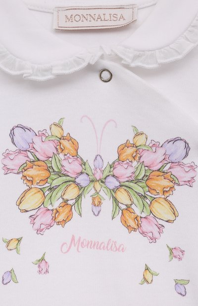 Хлопковый комбинезон MONNALISA белого цвета по цене 9000 руб., арт. 35A201, фото 3 Хлопковый комбинезон MONNALISA, арт. 35A201, фото 3