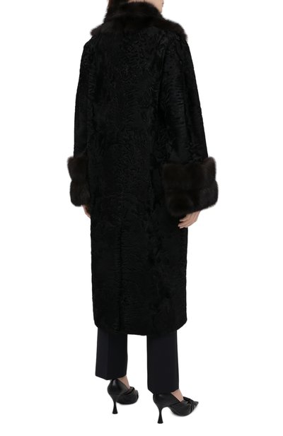 Шуба из меха соболя и каракульчи MANZONI24, арт. 20M854-PAZ/BLACK/EXTRADARK/48-52, фото 5
