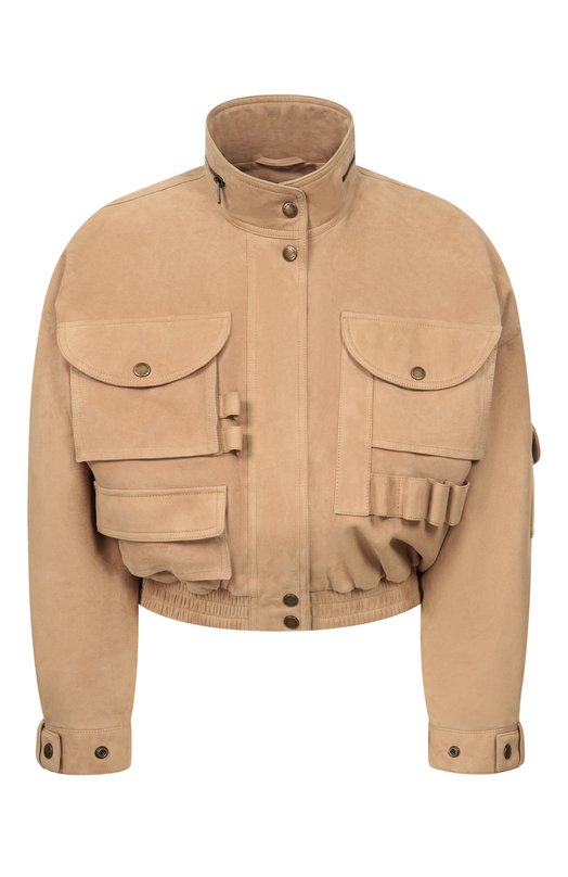 Замшевый бомбер Balmain GF0TFA85/LB12 Бежевый GF0TFA85/LB12