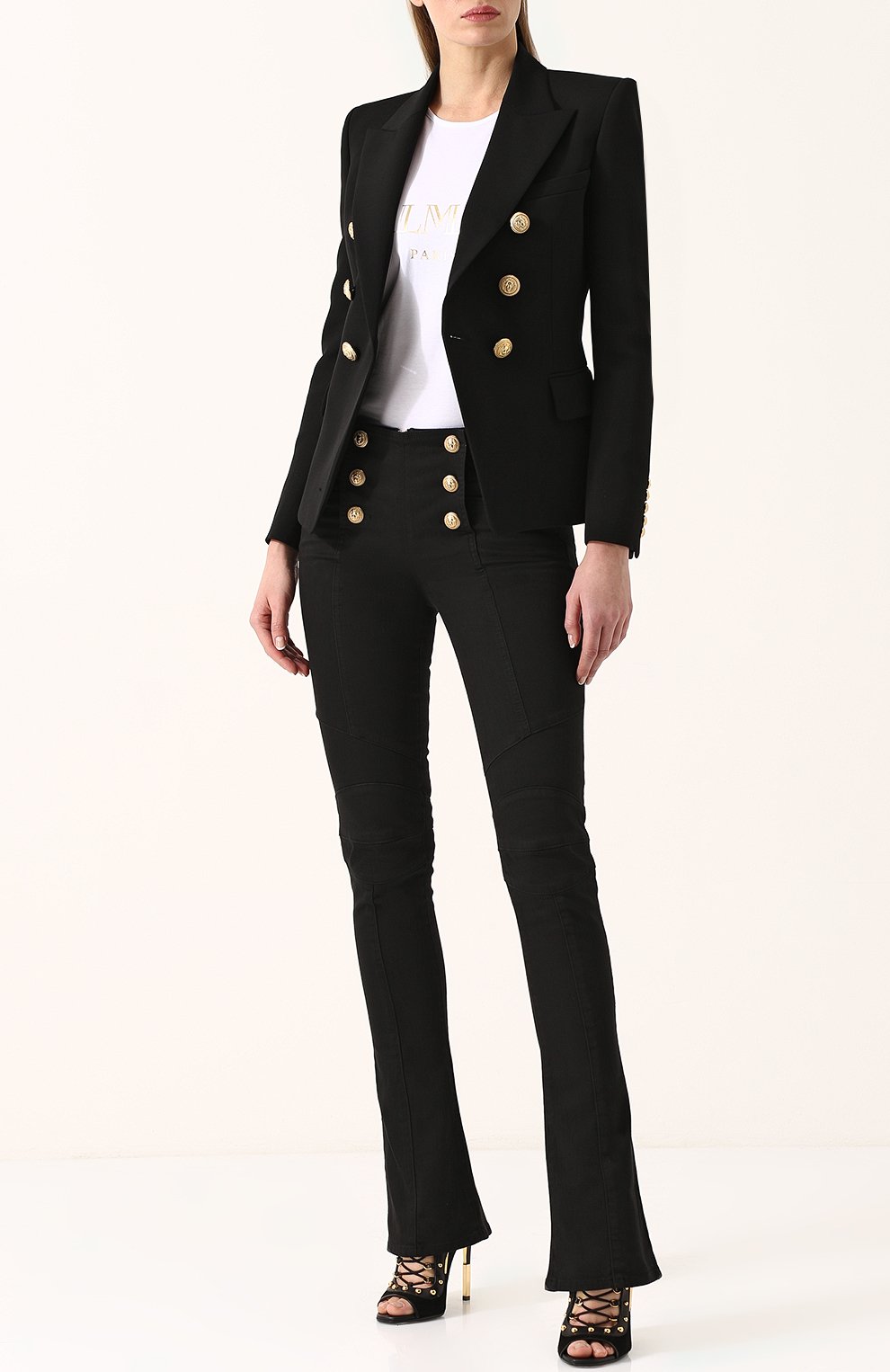 Приталенный двубортный жакет с контрастными пуговицами BALMAIN, арт. 127212/167L, фото 2