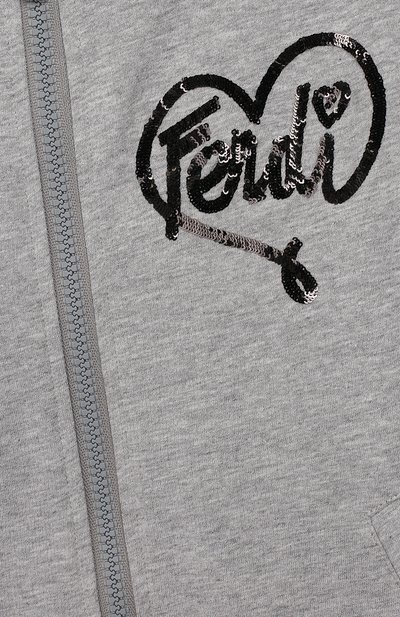 Хлопковый кардиган на молнии с капюшоном FENDI,  арт. JFH061/A4RA/6A-8A, фото 3