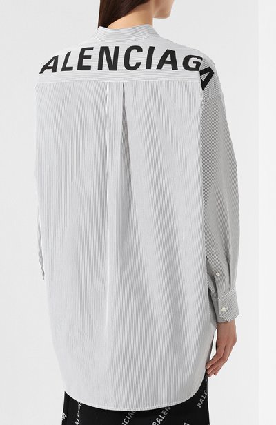 Хлопковая рубашка BALENCIAGA черно-белого цвета по цене 64450 руб., арт. 520497/TEM15, фото 4 Хлопковая рубашка BALENCIAGA, арт. 520497/TEM15, фото 4