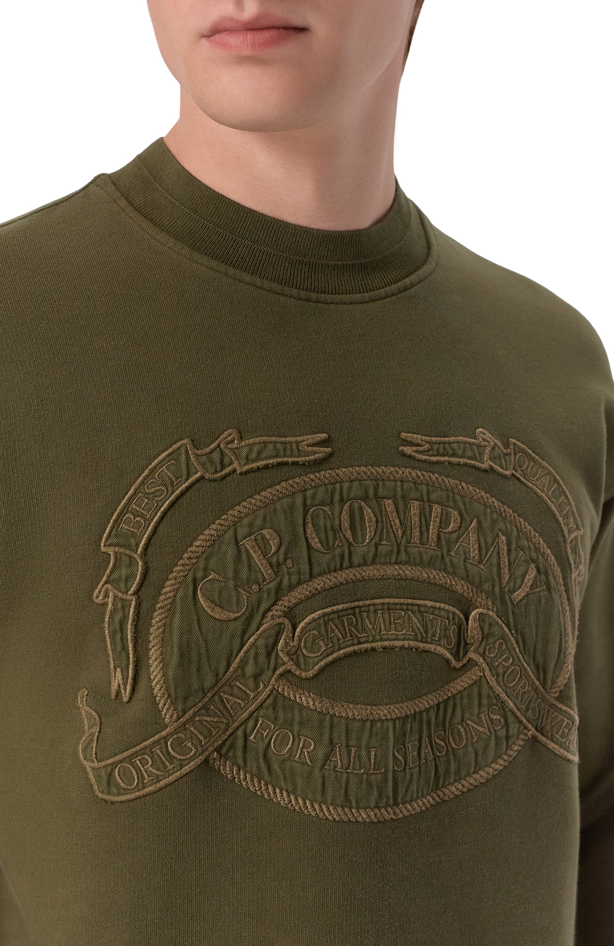 Хлопковый свитшот C.P. COMPANY хаки цвета по цене 42450 руб., арт. 21CMSS174A/0064530, фото 5 Хлопковый свитшот C.P. COMPANY, арт. 21CMSS174A/0064530, фото 5