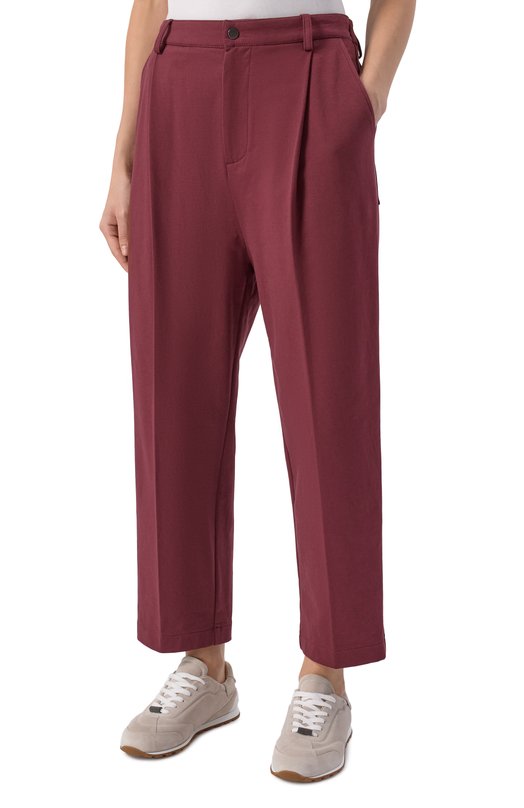 Хлопковые брюки Brunello Cucinelli MP827SN799 Бордовый  MP827SN799 Фото 3