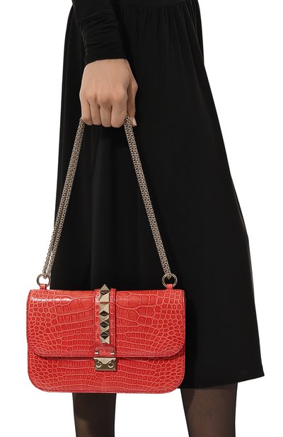 Сумка glam lock medium из кожи крокодила VALENTINO, арт. KW2B0398/C0D, фото 2