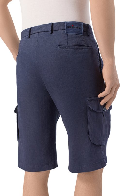 Шорты изо льна и хлопка Kiton UFPPBK0603H Синий  UFPPBK0603H Фото 4