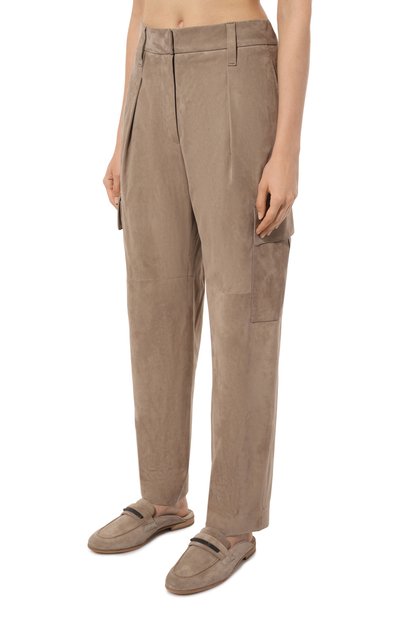 Замшевые брюки-карго BRUNELLO CUCINELLI бежевого цвета по цене 543500 руб., арт. M0PCLP8589, фото 3 Замшевые брюки-карго BRUNELLO CUCINELLI, арт. M0PCLP8589, фото 3