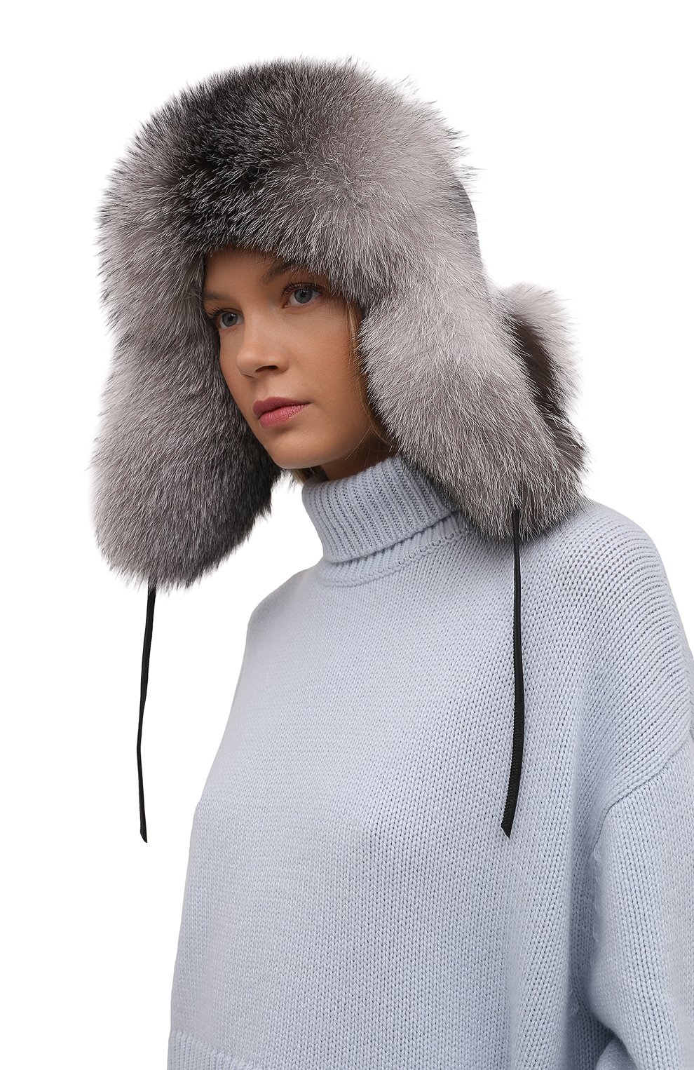 шапка-ушанка с мехом песца FURLAND серебряного цвета по цене 74800 руб., арт. 0194803310010600138, фото 2 шапка-ушанка с мехом песца FURLAND, арт. 0194803310010600138, фото 2