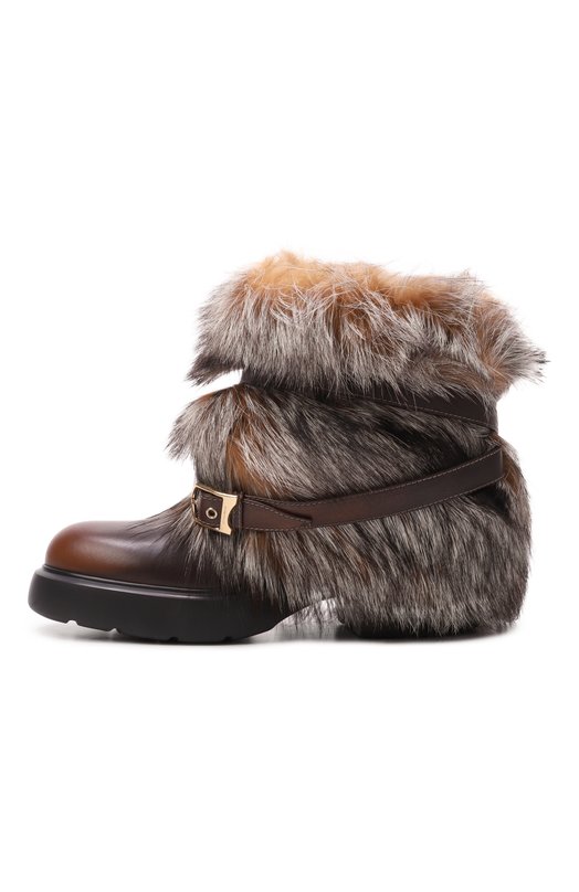 Полусапоги с мехом лисы Santoni WTEG71946SM0TGVY Коричневый  WTEG71946SM0TGVY Фото 4