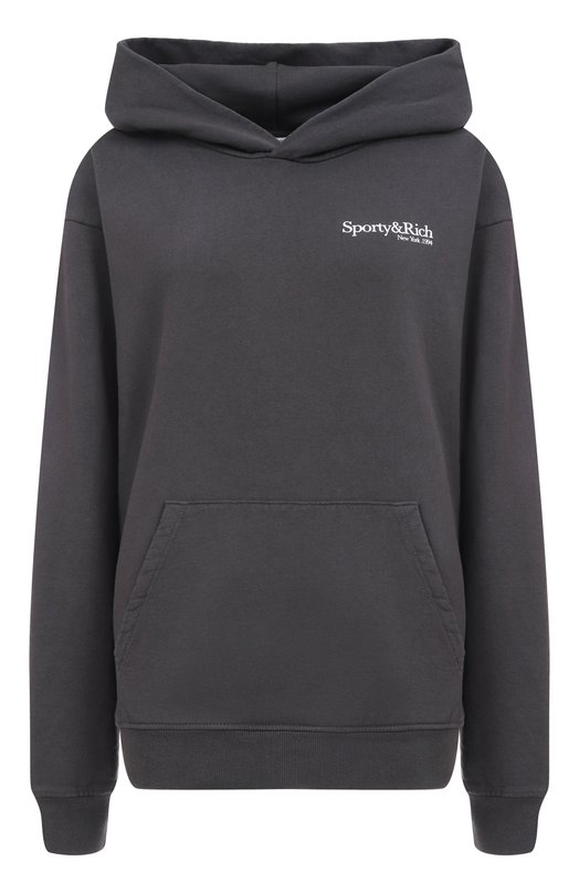 Хлопковое худи Sporty and Rich ST070622016BA02 Чёрный ST070622016BA02