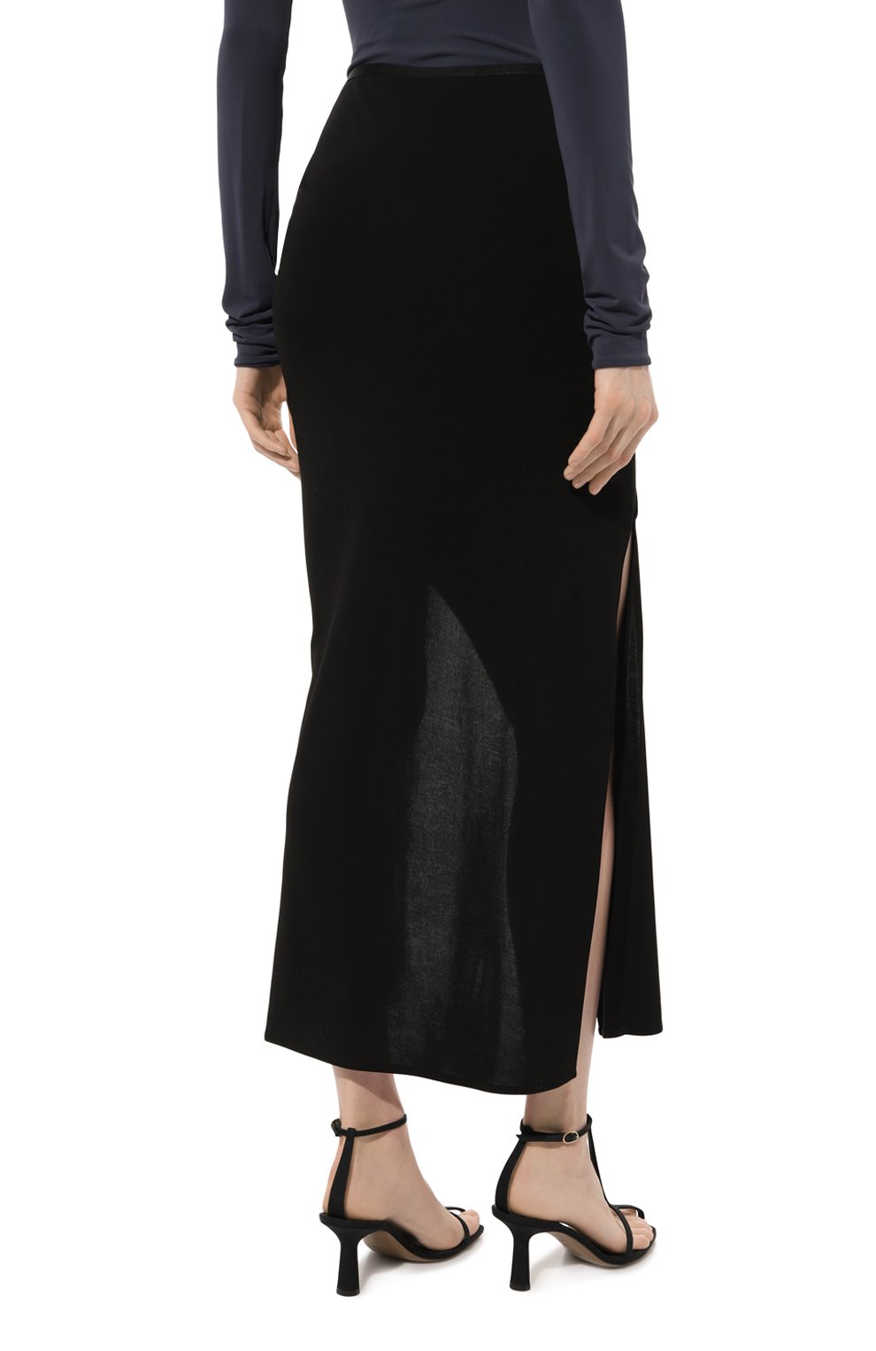 Юбка из вискозы HELMUT LANG черного цвета по цене 42250 руб., арт. M10HW305, фото 4 Юбка из вискозы HELMUT LANG, арт. M10HW305, фото 4