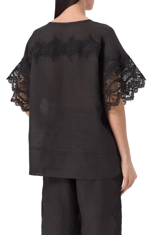 Топ изо льна и вискозы Maurizio W08460881 Чёрный  W08460881 Фото 4