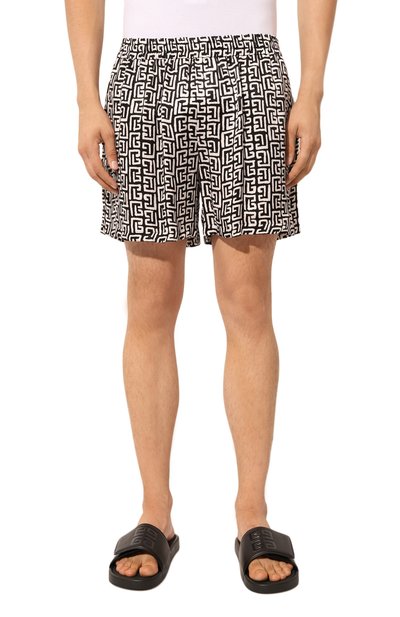 Шорты BALMAIN черно-белого цвета по цене 95900 руб., арт. DH1PA105/VF40, фото 3 Шорты BALMAIN, арт. DH1PA105/VF40, фото 3