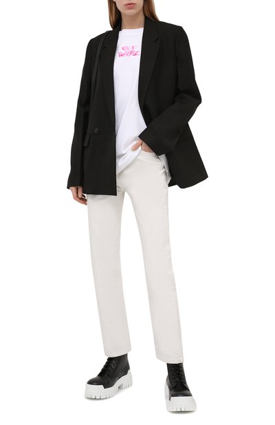 Хлопковая футболка OFF-WHITE белого цвета по цене 28600 руб., арт. 0WAA091S21JER001, фото 2 Хлопковая футболка OFF-WHITE, арт. 0WAA091S21JER001, фото 2