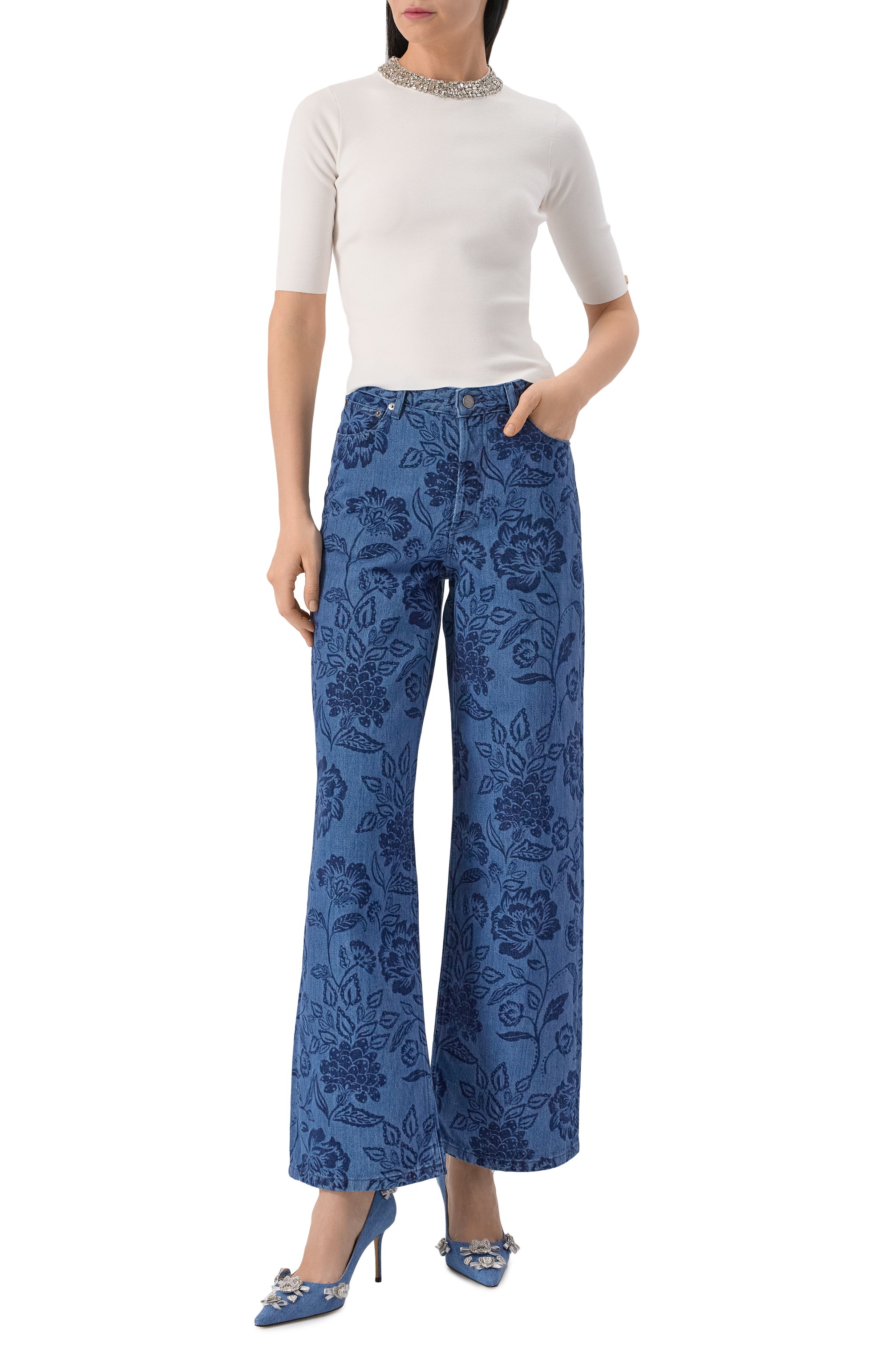 Топ с отделкой стразами LIU JO, арт. CA5107MS99E, фото 2