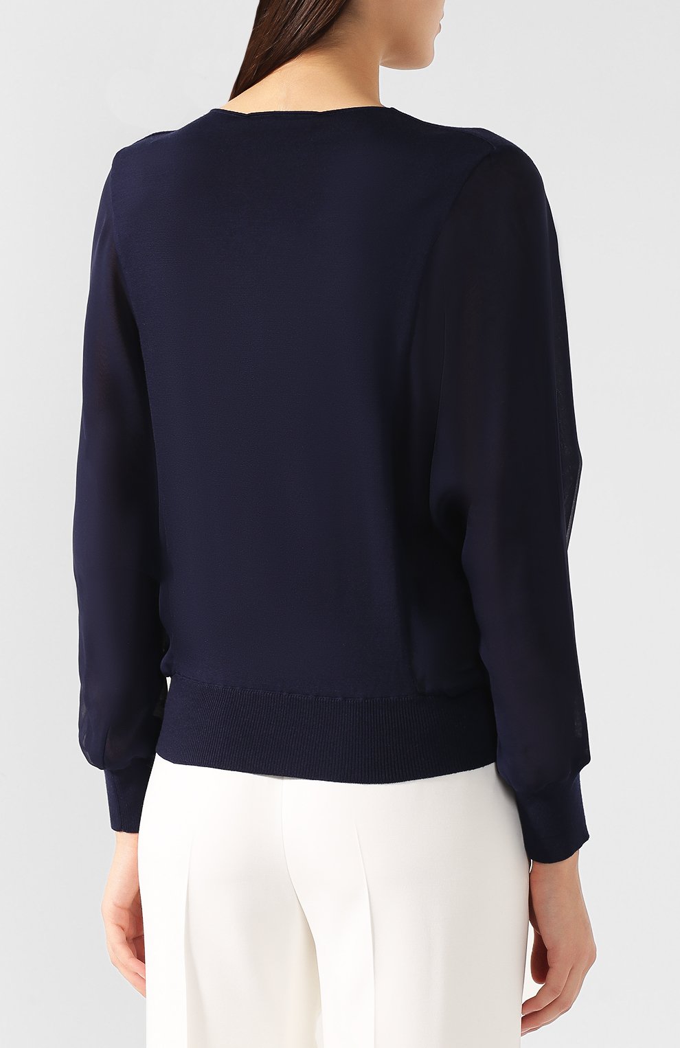 Пуловер из смеси шерсти и шелка RALPH LAUREN синего цвета по цене 178500 руб., арт. 290736300, фото 4 Пуловер из смеси шерсти и шелка RALPH LAUREN, арт. 290736300, фото 4