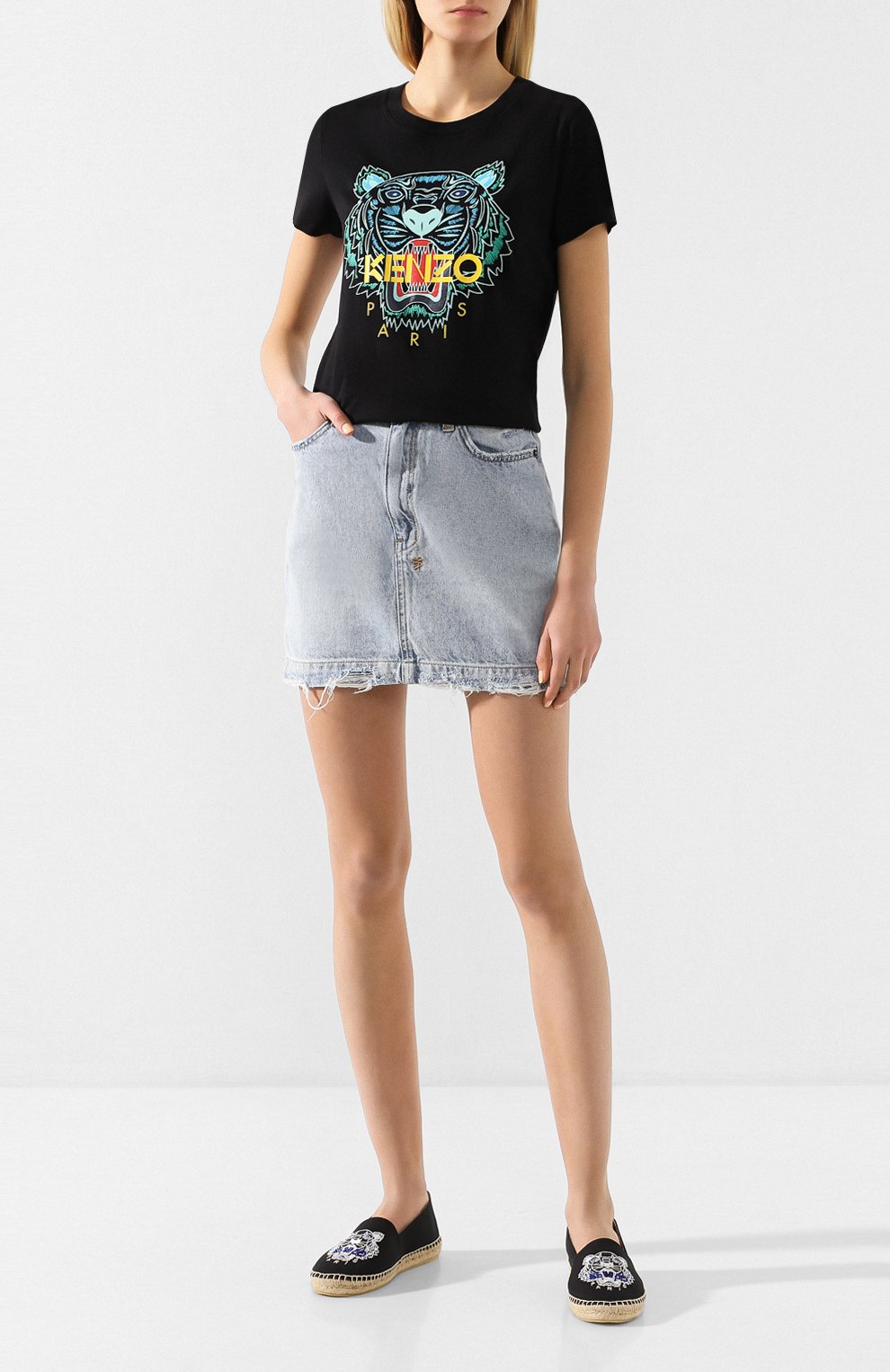 Хлопковая футболка KENZO черного цвета по цене 10900 руб., арт. FA52TS7214YB, фото 2 Хлопковая футболка KENZO, арт. FA52TS7214YB, фото 2