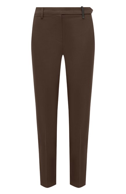 Женские хлопковые брюки BRUNELLO CUCINELLI темно-коричневого цвета по цене 97500 руб., арт. M0F70P6572 | Фото 1