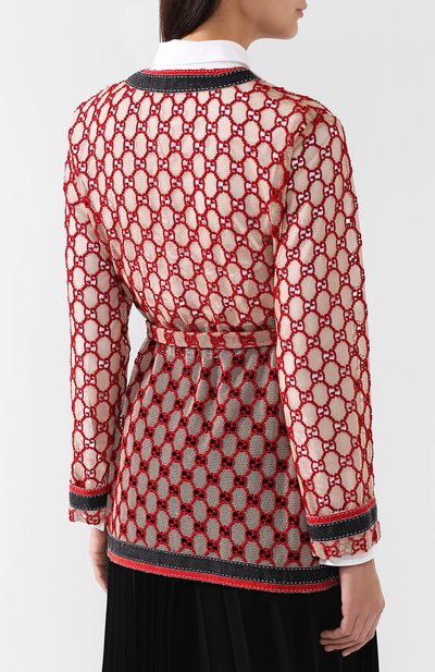 Хлопковый жакет с поясом и контрастной отделкой GUCCI, арт. 512931/ZKD23, фото 4