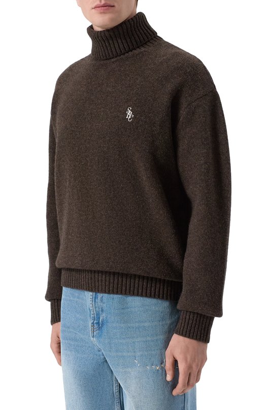 Шерстяной свитер Sporty and Rich WS08265302BR03 Коричневый  WS08265302BR03 Фото 3