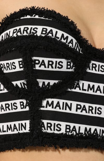 Хлопковый топ BALMAIN черно-белого цвета по цене 298000 руб., арт. RF10915/C057, фото 5 Хлопковый топ BALMAIN, арт. RF10915/C057, фото 5