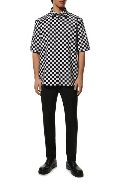 Хлопковая рубашка OFF-WHITE черно-белого цвета по цене 64900 руб., арт. 0MGA216S22FAB002, фото 2 Хлопковая рубашка OFF-WHITE, арт. 0MGA216S22FAB002, фото 2