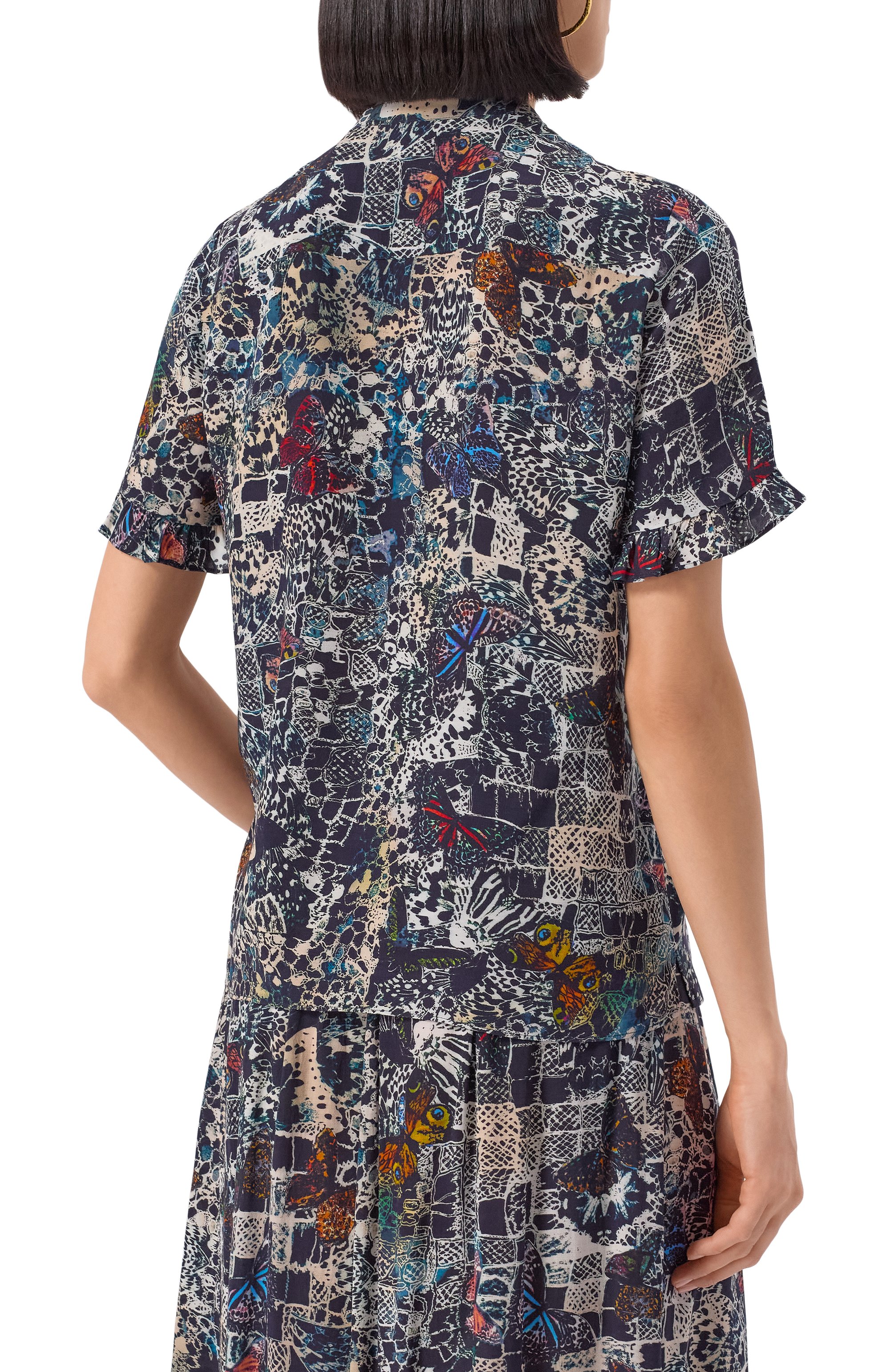 Блузка из вискозы ZADIG AND VOLTAIRE синего цвета по цене 26350 руб., арт. WWT001984, фото 4 Блузка из вискозы ZADIG AND VOLTAIRE, арт. WWT001984, фото 4