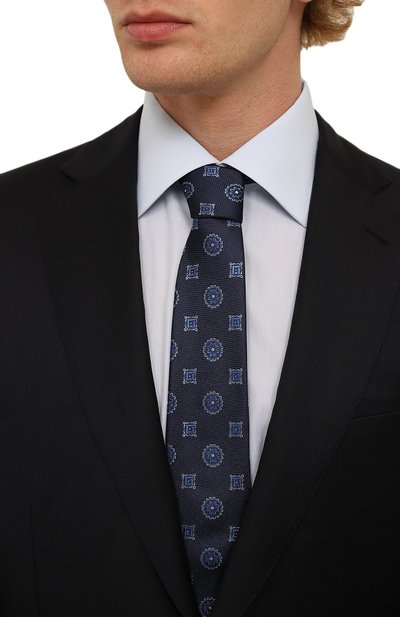Шелковый галстук CANALI темно-синего цвета по цене 19250 руб., арт. 18/HJ03866, фото 2 Шелковый галстук CANALI, арт. 18/HJ03866, фото 2